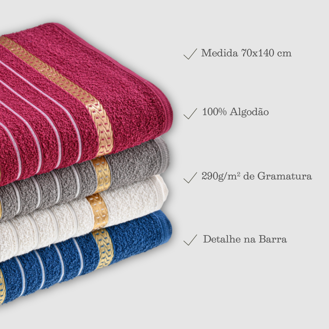 Kit com 4 Toalhas de Banho Paris em Cores Sortidas - Cores Sortidas